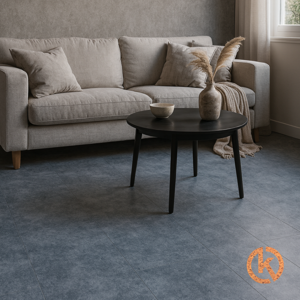 Lakeret korkflisegulv - Concrete Dark - 60 x 30 cm - pr. m2