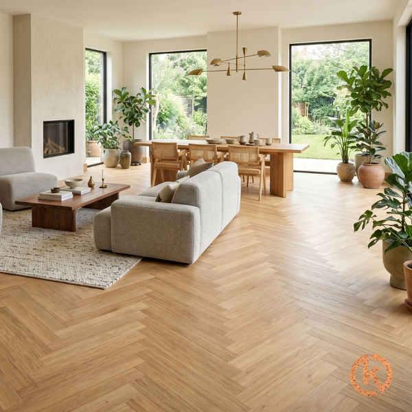 Flexura Hudson– Visgraat eiken parket klik-kurkvloer - per m2