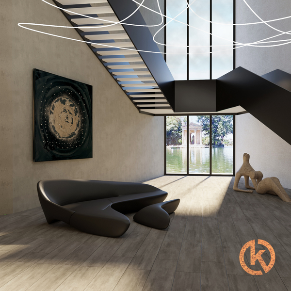 Lakeret korkflisegulv - Concrete Cream - 60 x 30 cm. - pr. m2