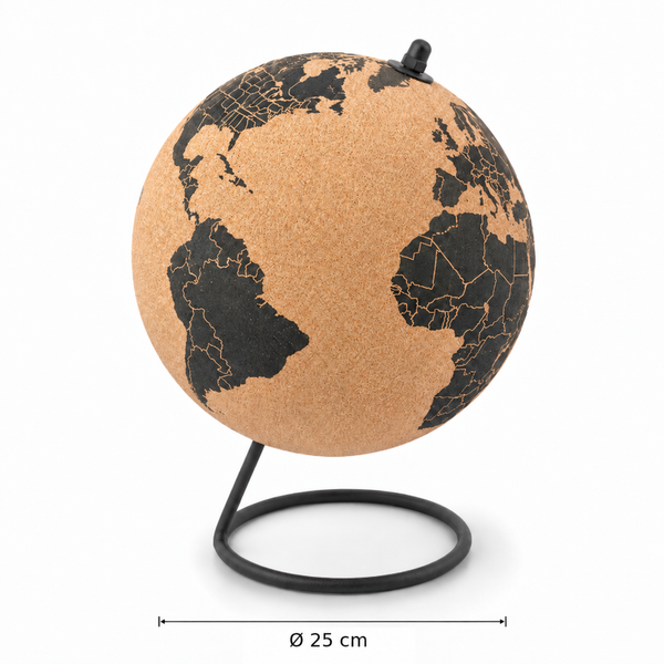 Stor korkglobus - globus - diameter 25 cm.