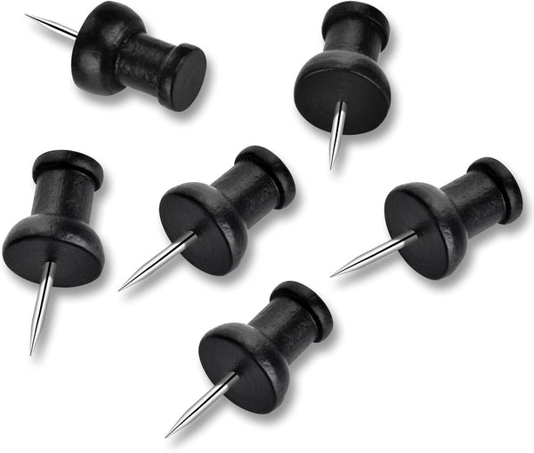 Houten pushpins - 40 stuks - Zwart