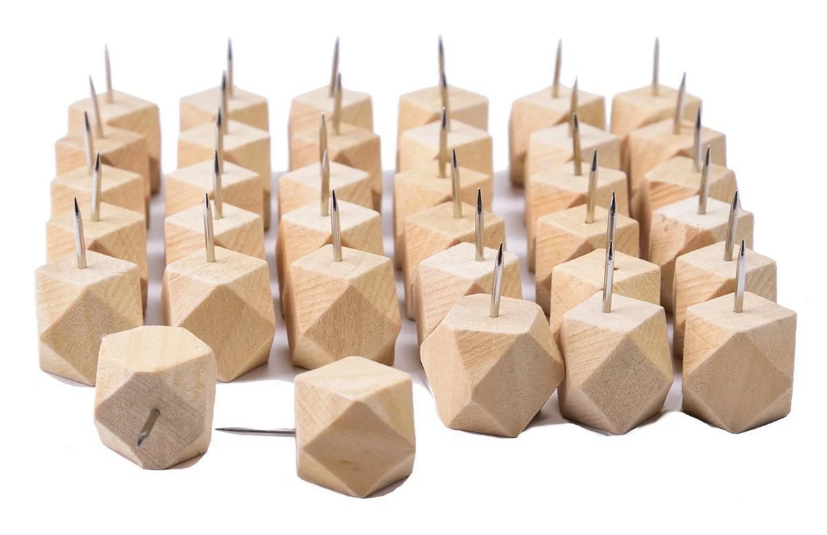 Kurk24 Houten pushpins XXL - 9 stuks  - Veelhoek