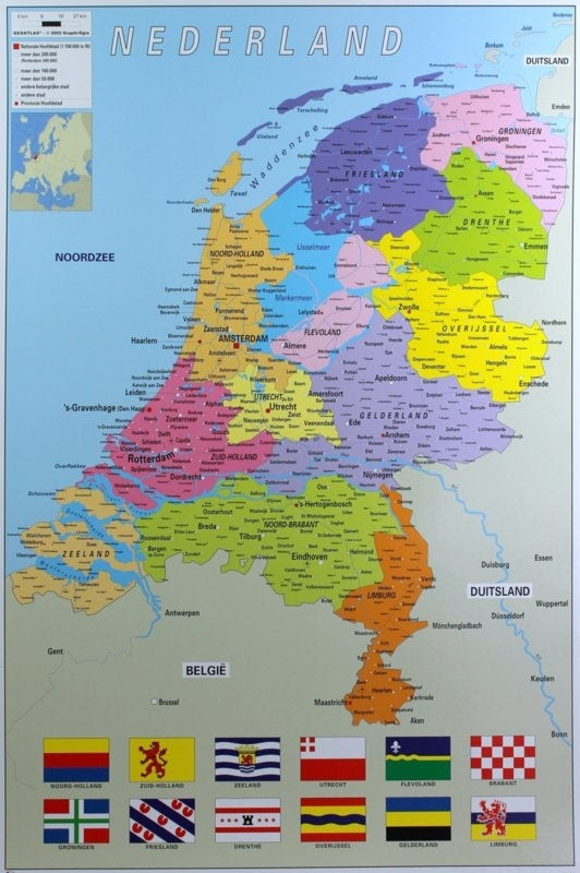 Kork Pinnwand Karte Niederlande - 60 x 90 cm