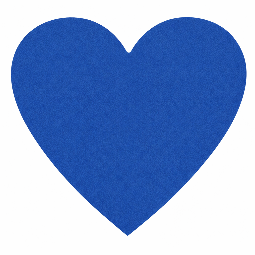 kurk24 Kurk prikbord in hartvorm – Zelfklevend - BLAUW – 60 x 65 cm – 6 mm dik