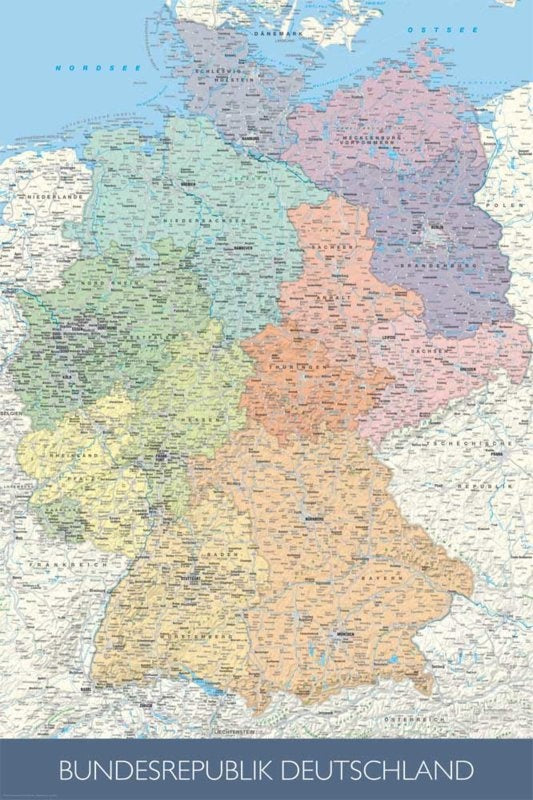 Kurk24 Kurk prikbord landkaart Duitsland - 90 x 60 cm - 9mm multiplex & 6mm kurk