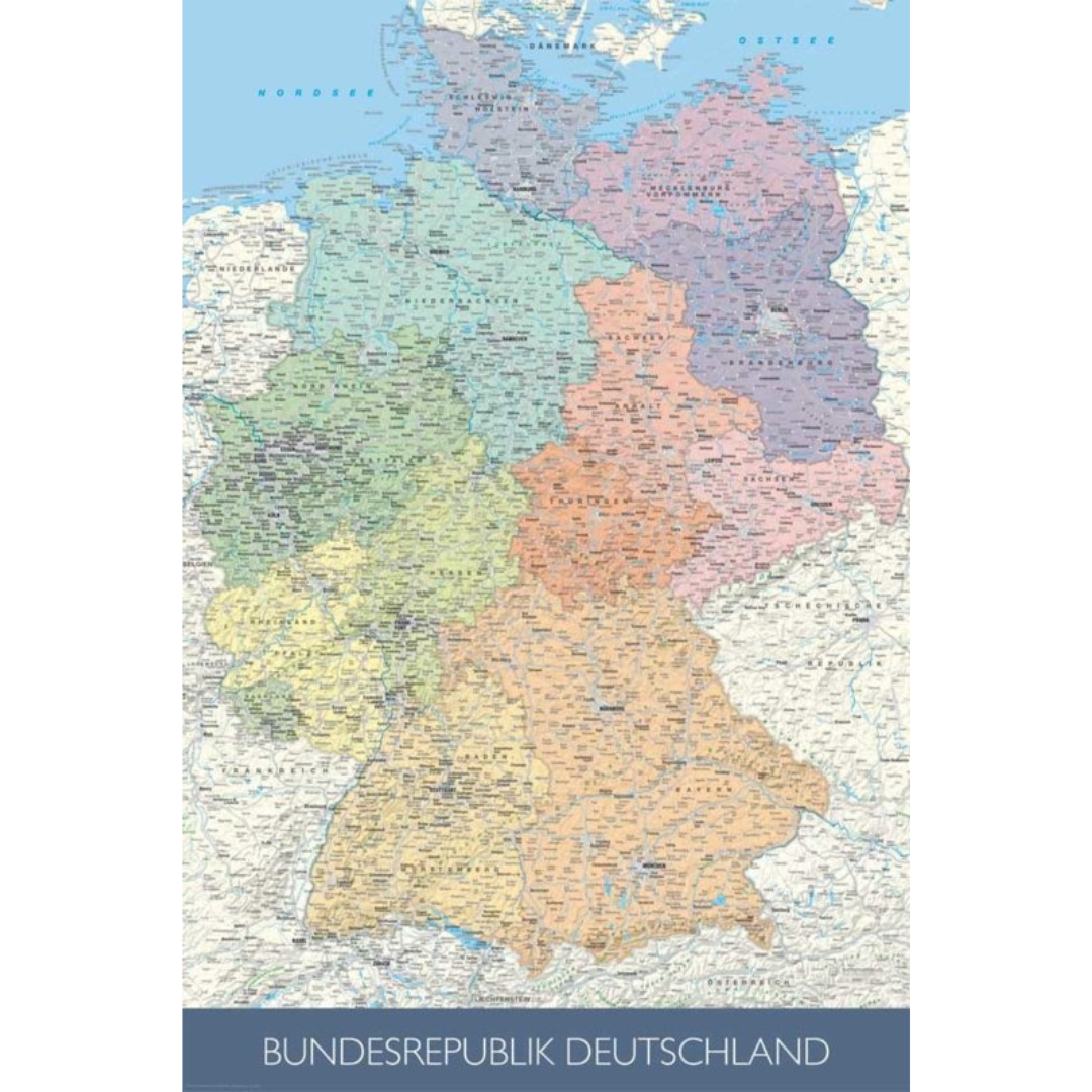 Kurk24 Kurk prikbord landkaart Duitsland - 90 x 60 cm - 9mm multiplex & 6mm kurk