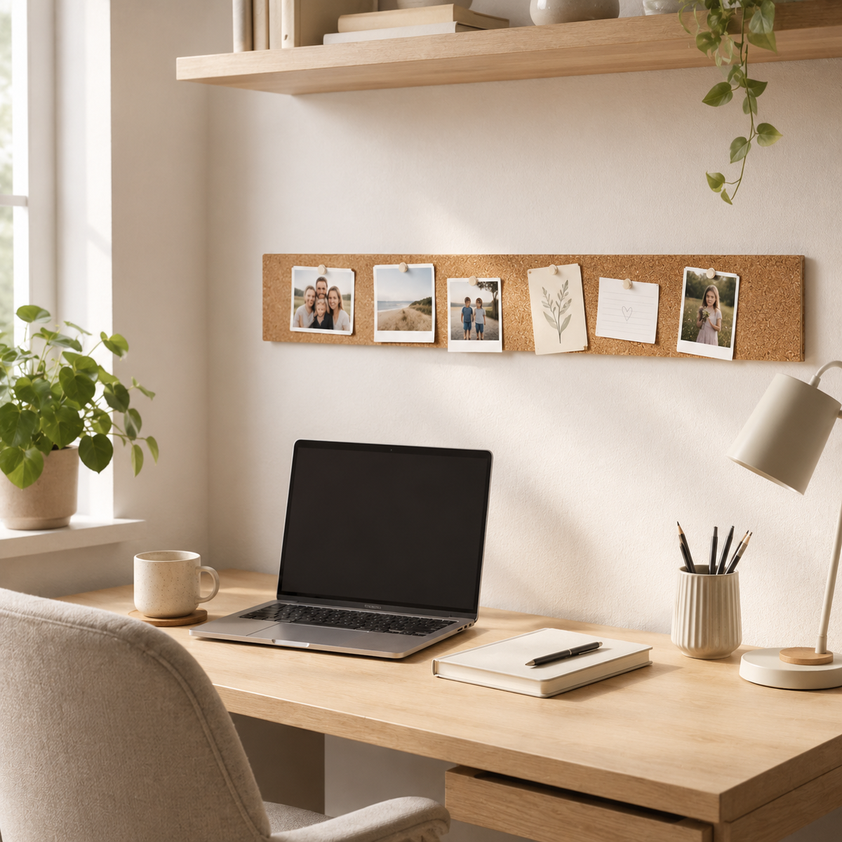 Kurk24 Kurk prikbord strook 90 x 10 cm – met multiplex & dubbelzijdige tape