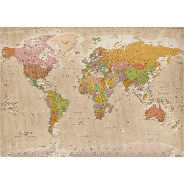 Kurk prikbord wereldkaart - VINTAGE - 100 x 140 cm