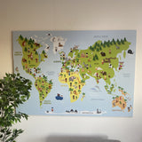 Kurk24 Kurk prikbord - Wereldkaart voor Kinderen - Safari - 100 x 140 cm