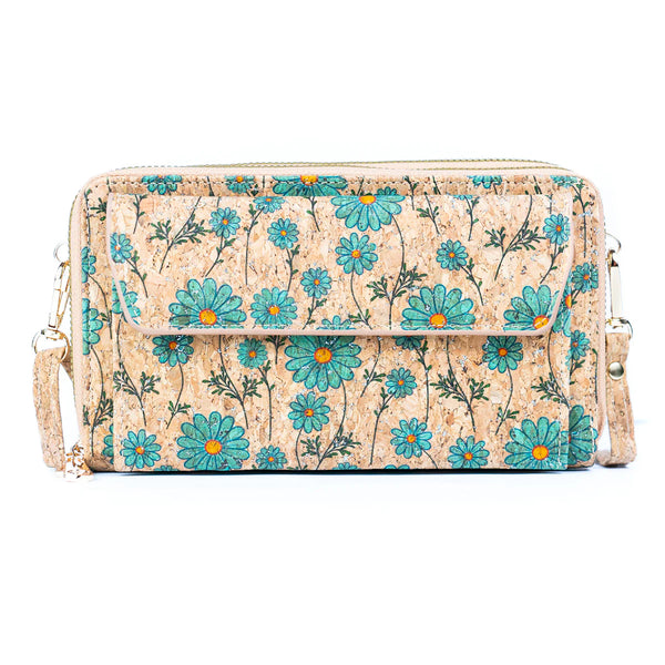 Kork skuldertaske med margueritmotiv