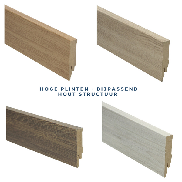 MDF Folieplint 70×14 mm – Houtstructuur op kleur – 2,4 m