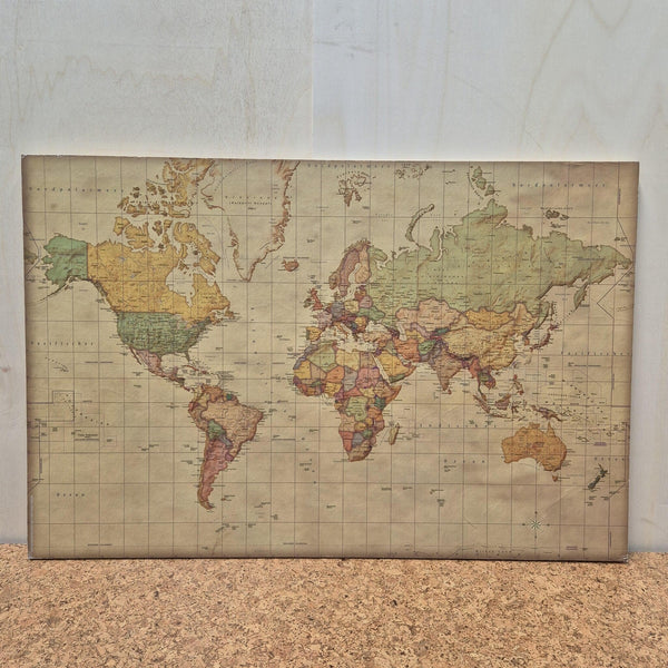 OUTLET - Prikbord Wereldkaart Antiek - 60 x 90 cm