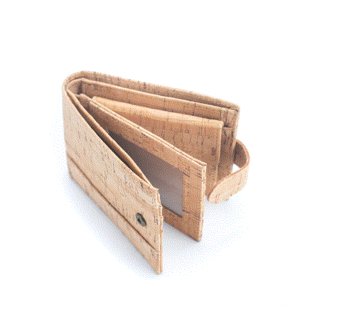 Kurk24 Portemonnaie aus Kork - Natur mit Knopf