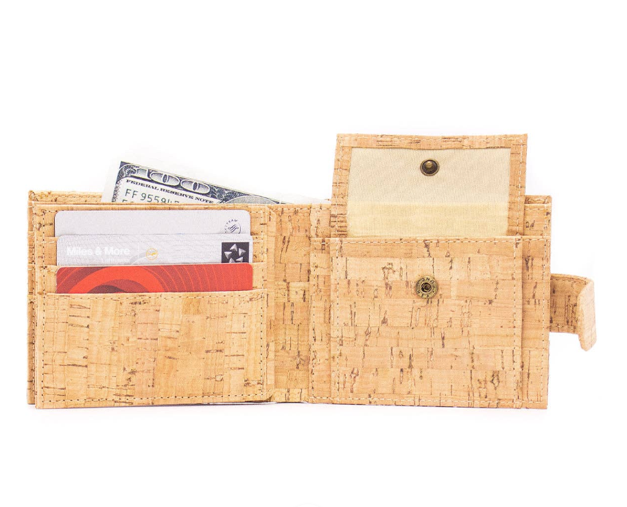 Kurk24 Portemonnaie aus Kork - Natur mit Knopf