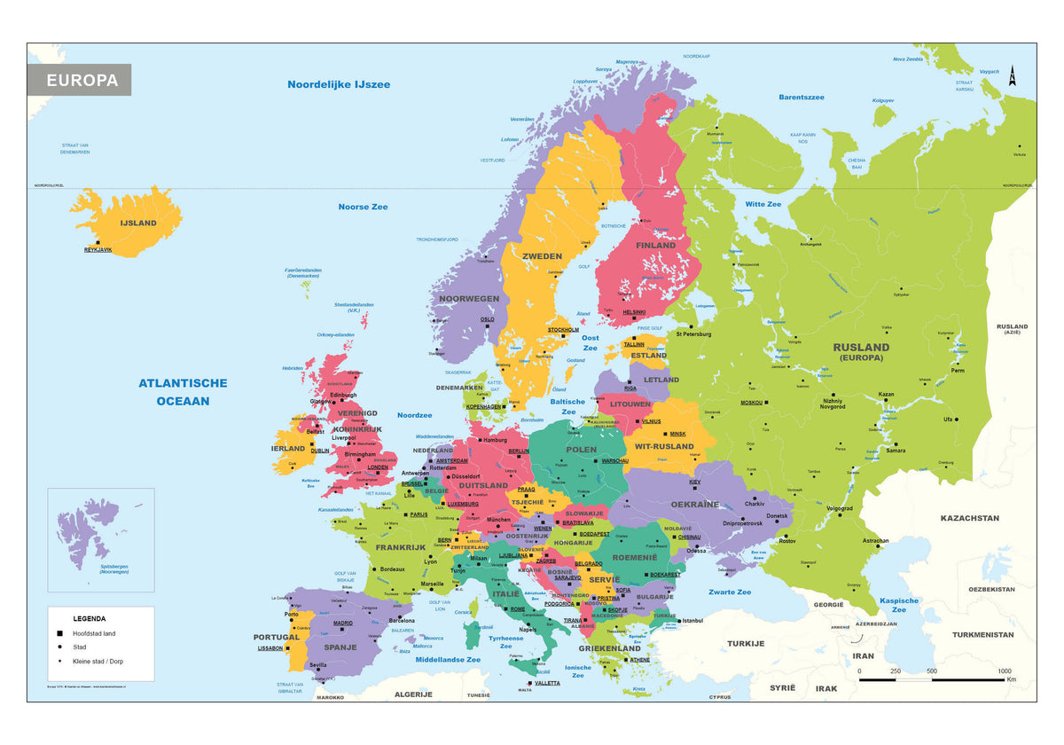 Kurk24 Poster Europakaart - 100 x 140 cm