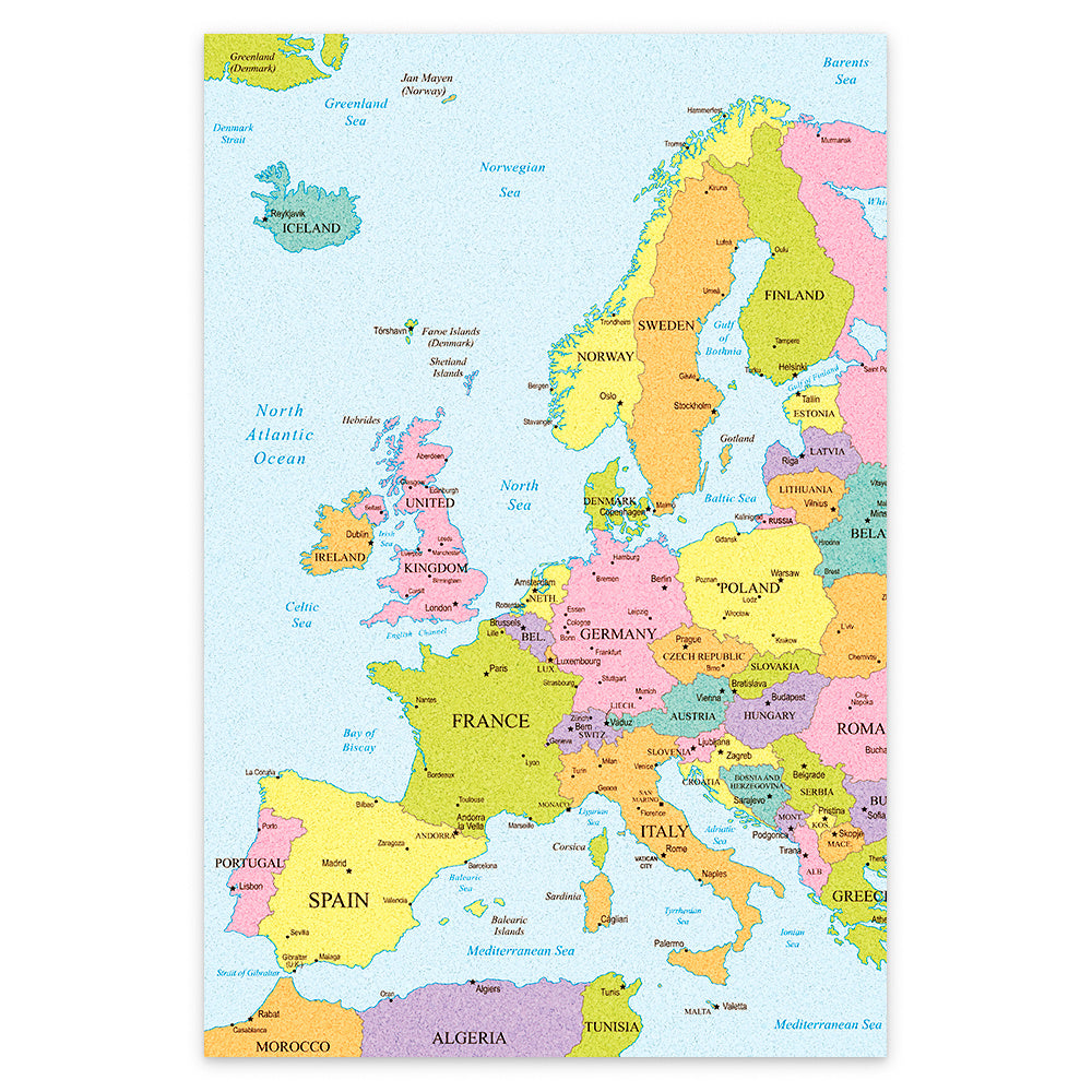 Kurk24 Prikbord europakaart- zelfklevend - gedrukt - 60 x 90 cm