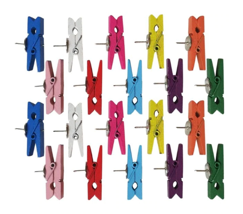 tommelfingerclips - træ - 20 stk - farvet