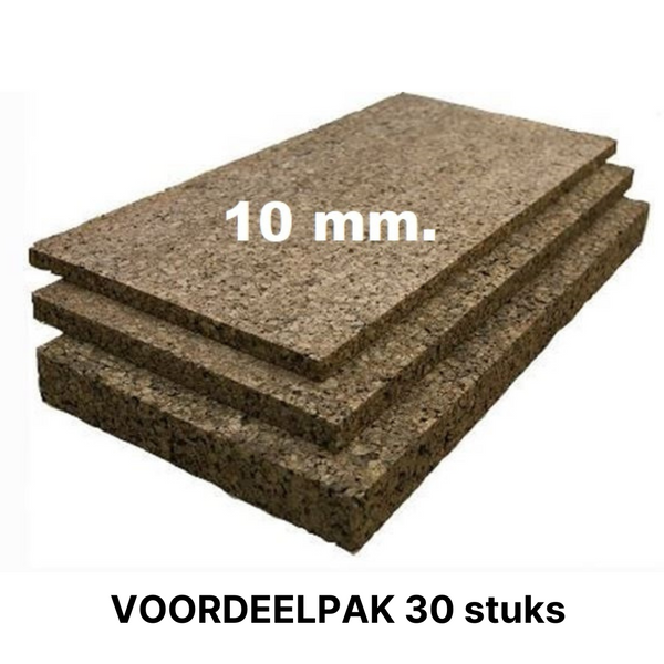 VOORDEELPAK - Geëxpandeerde kurkplaten - 100 x 50 cm -  30 stuks - 10mm