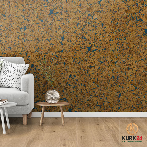 Wandkurk 'Country Blue' GEWAXT - 60 x 30 cm - 3mm dik - per m²