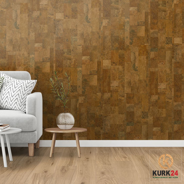 Wandkurk 'Element Rustic ' GEWAXT - 60 x 30 cm - 3mm dik - per m²