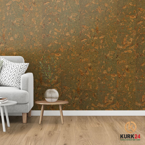 Wandkurk 'Twist Green' GEWAXT - 60 x 30 cm - 3mm dik - per m²